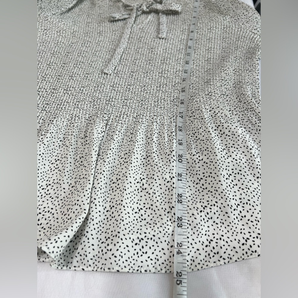 Adrianna Papel Women Small White Black Polka Dot Pleated Blouse Shirt Flowly Top - Picture 10 of 11